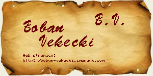 Boban Vekecki vizit kartica